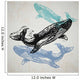 Vector Whale animals in abstract composition. Wall Mural