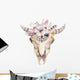 Watercolor Bohemian Cow Skull with White Flowers Wall Decal