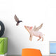Flying Pig and Bird Wall Decal Sticker Set