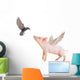 Flying Pig and Bird Wall Decal Sticker Set