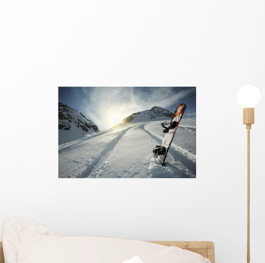 Snowboard in Mountains Wall Mural