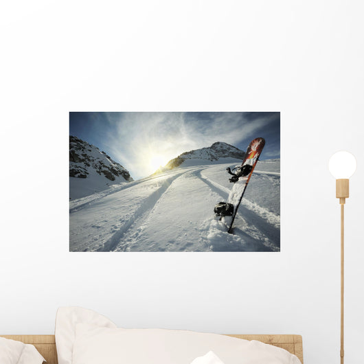 Snowboard in Mountains Wall Mural