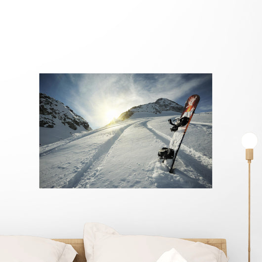 Snowboard in Mountains Wall Mural