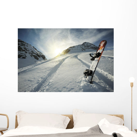 Snowboard in Mountains Wall Mural