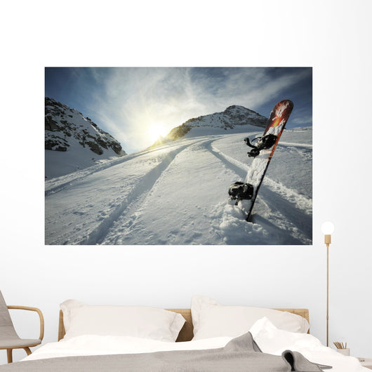 Snowboard in Mountains Wall Mural