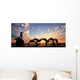 Dolphin Statue Front Sunset Wall Decal