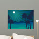 Night in the desert. Desert landscape. Vector illustration. Wall Mural
