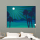 Night in the desert. Desert landscape. Vector illustration. Wall Mural