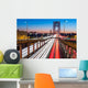 Rush hour traffic with light trails on George Washington Bridge, in New York City Wall Mural
