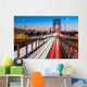Rush hour traffic with light trails on George Washington Bridge, in New York City Wall Mural