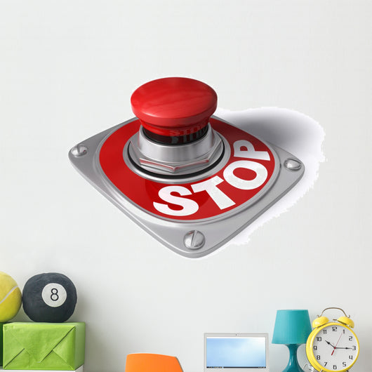 Stop Button Over White Wall Decal