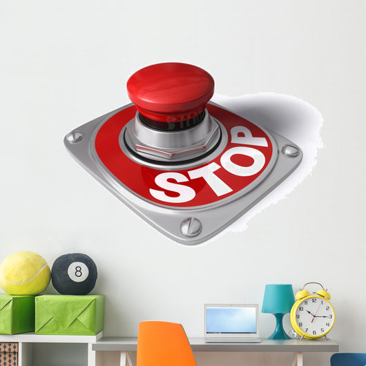 Stop Button Over White Wall Decal