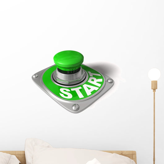 Start Button Over White Wall Decal