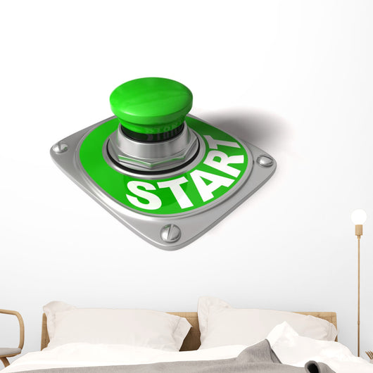 Start Button Over White Wall Decal