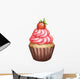 Icon of strawberry cupcake on white isolated background Wall Decal
