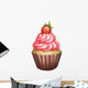Icon of strawberry cupcake on white isolated background Wall Decal