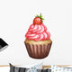 Icon of strawberry cupcake on white isolated background Wall Decal