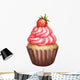 Icon of strawberry cupcake on white isolated background Wall Decal
