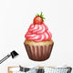 Icon of strawberry cupcake on white isolated background Wall Decal