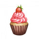 Icon of strawberry cupcake on white isolated background Wall Decal