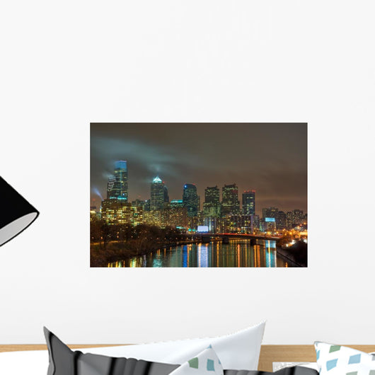 Philadelphia Skyline Night Wall Decal