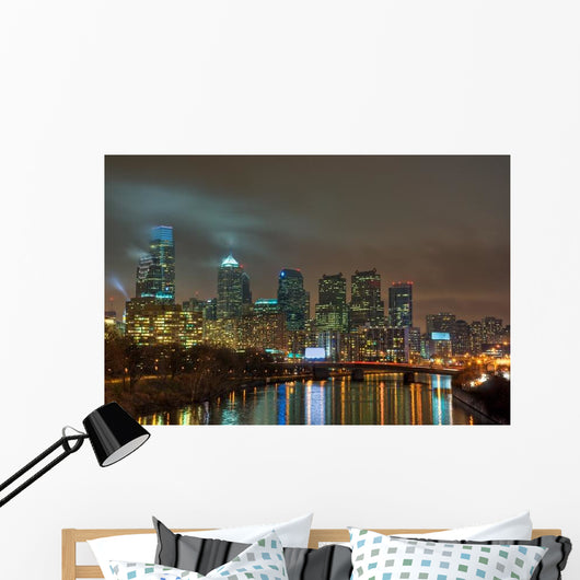 Philadelphia Skyline Night Wall Decal