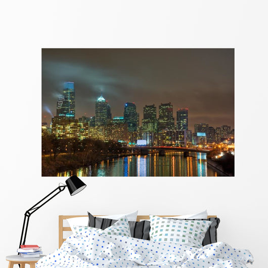 Philadelphia Skyline Night Wall Decal
