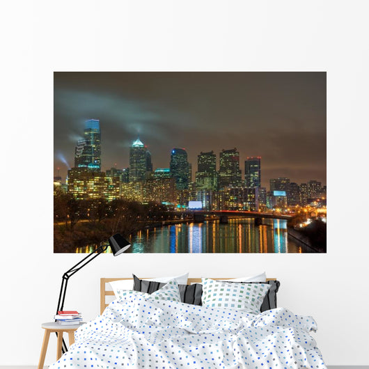 Philadelphia Skyline Night Wall Decal