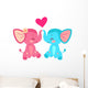 Elephant couple with heart. Cartoon illustration in vector.  Wall Decal