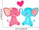 Elephant couple with heart. Cartoon illustration in vector.  Wall Decal