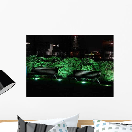 Illuminated Two Benches One Wall Decal
