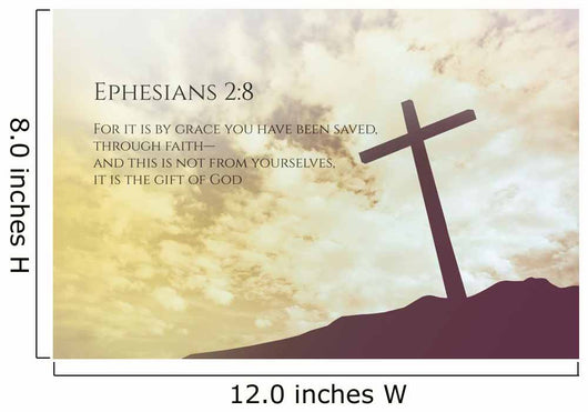 Ephesians 2:8 Vintage Bible Verse Background on one cross on a h Wall Mural