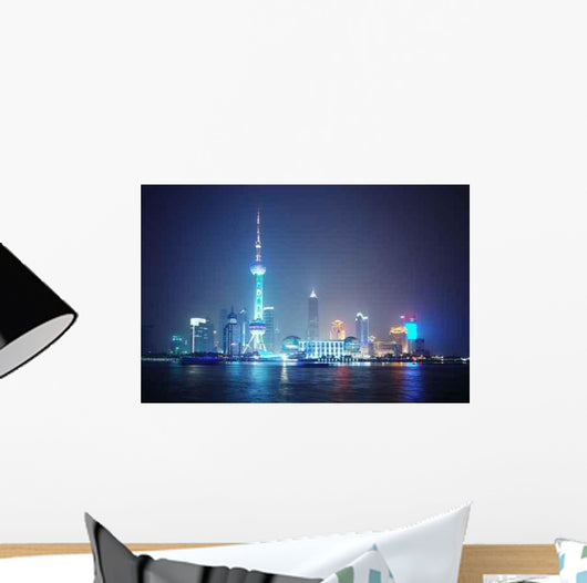 Economic Center China-night Shanghai Wall Decal