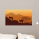 Silhouette of two monkey Wall Mural