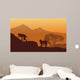 Silhouette of two monkey Wall Mural