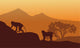Silhouette of two monkey Wall Mural