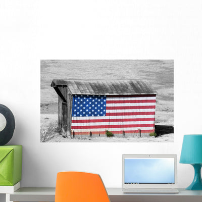 American Flag Wall Mural shown on a wall