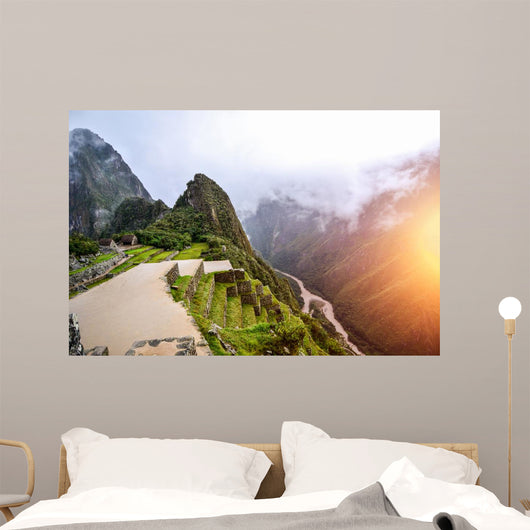 Machu Picchu - the UNESCO heritage in summer time with sunset Wall Mural