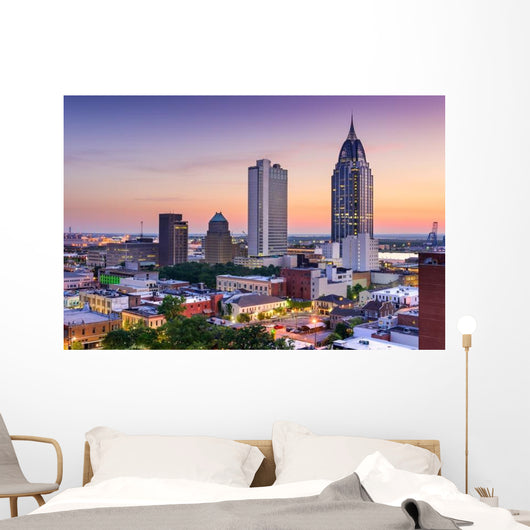 Mobile Alabama Evening Skyline Wall Decal