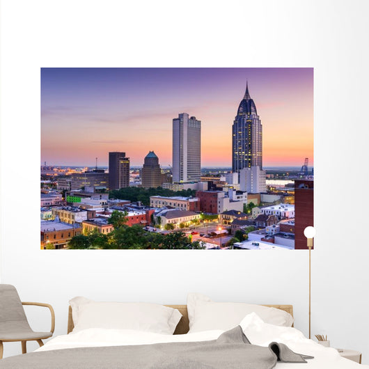 Mobile Alabama Evening Skyline Wall Decal