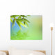 Bamboo Leaves Over Abstract Blurred Background Wall Mural