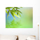 Bamboo Leaves Over Abstract Blurred Background Wall Mural
