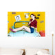 Blue Retro Car Pin-up Wall Decal