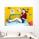 Blue Retro Car Pin-up Wall Decal