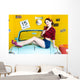 Blue Retro Car Pin-up Wall Decal
