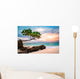 Exotic seascape with sea grape trees leaning above a rocky Caribbean beach at sunset, in Cayo Levantado, Dominican Republic Wall Mural