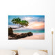 Exotic seascape with sea grape trees leaning above a rocky Caribbean beach at sunset, in Cayo Levantado, Dominican Republic Wall Mural