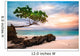 Exotic seascape with sea grape trees leaning above a rocky Caribbean beach at sunset, in Cayo Levantado, Dominican Republic Wall Mural