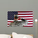 Veteran male solider saluting the flag of USA Wall Mural