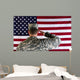 Veteran male solider saluting the flag of USA Wall Mural